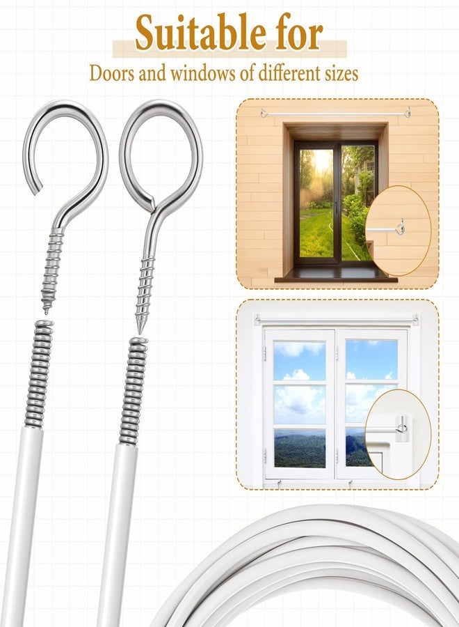 Zelphvt 12 M Curtain Wire with Self-Adhesive Hooks, Plastic Coated Window Curtain Wire Picture Hanging Wire Curtain Track with 16 Pairs Screw Eyes and Hooks - Image 5